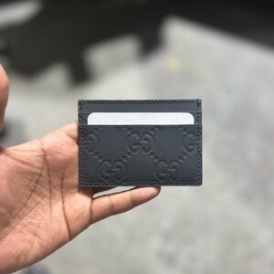 Gucci Dark Gray Embossed Card Holder